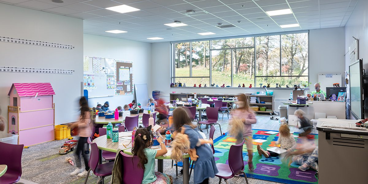 Kindergarten Classroom with Students and Teacher at Overland Elementary School