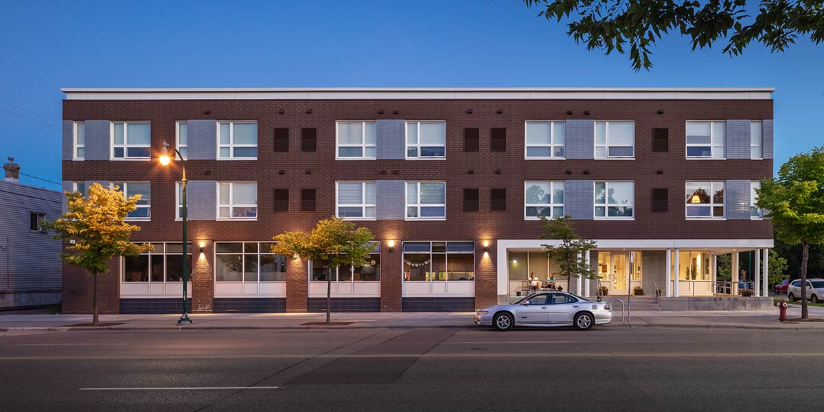 Apartment exterior street view