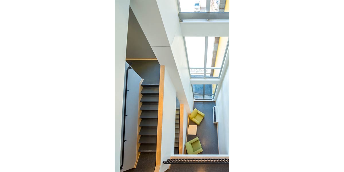Stairwell with chairs