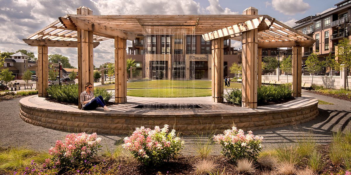 Stage with waterfall curtain