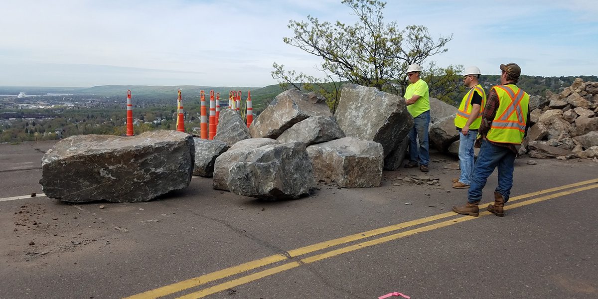 Workers on roadway