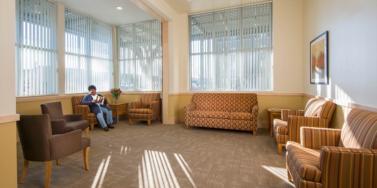 Community room with furniture