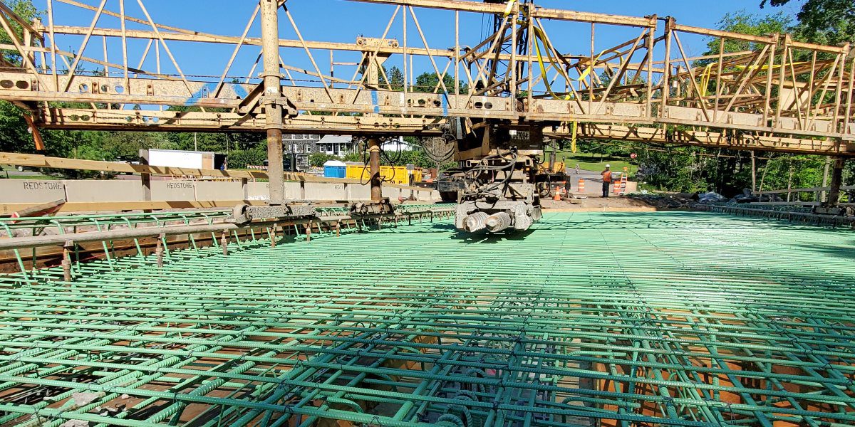 Rebar installed under bridge