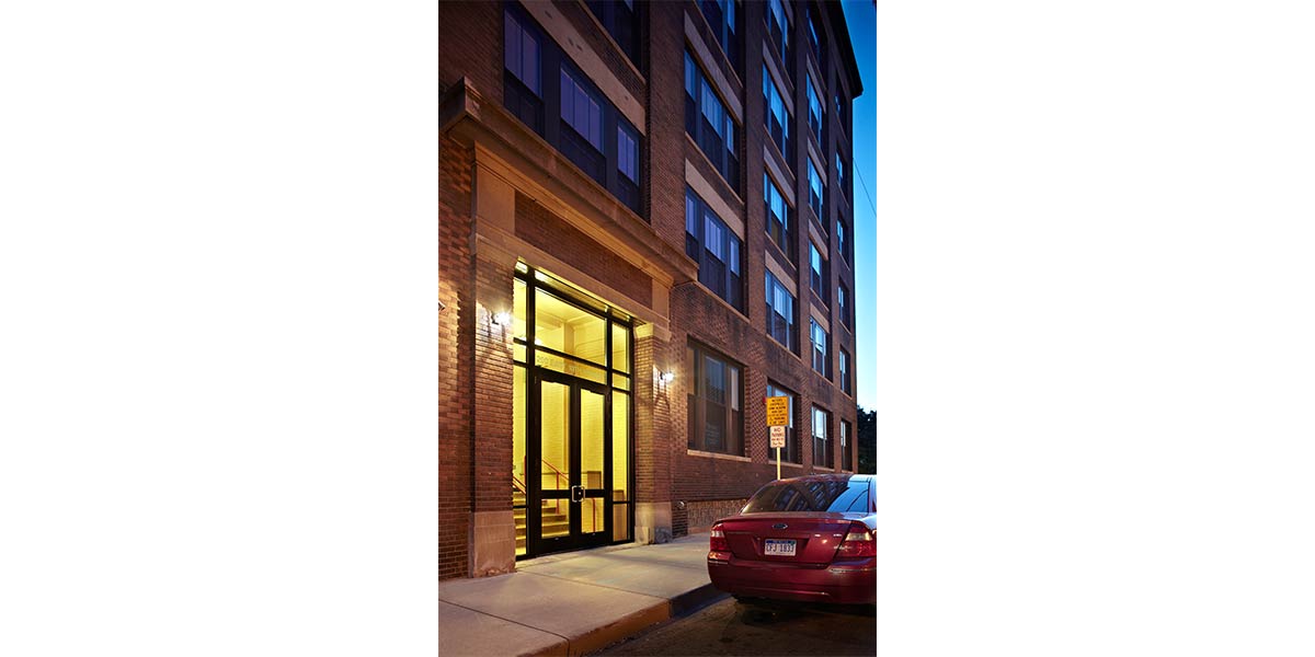 exterior view on main entrance at renaissance box