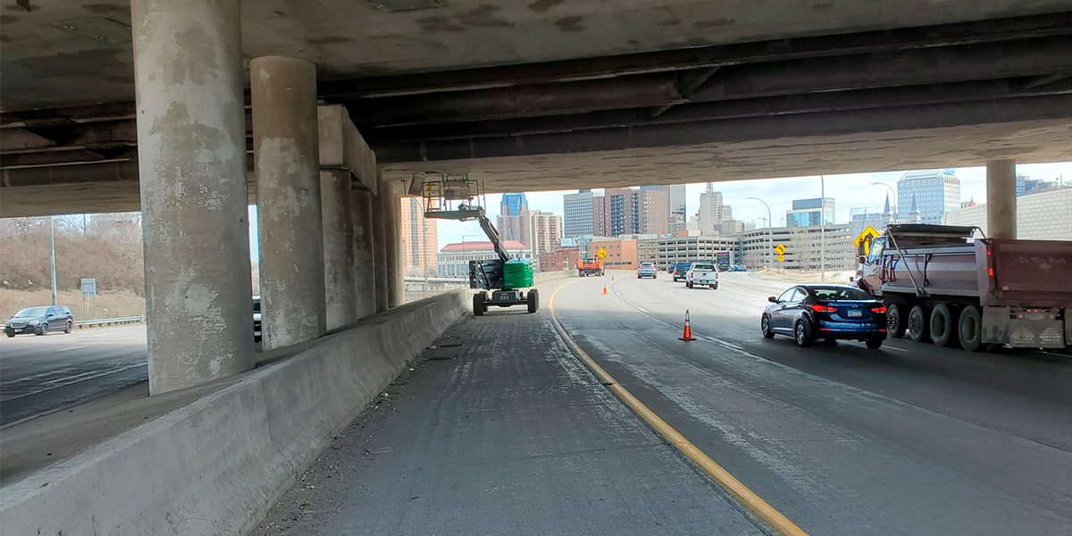 Bridge being inspected