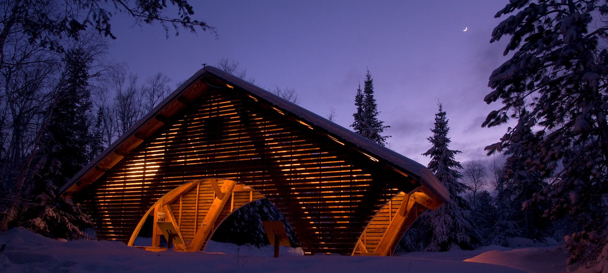 Wooden arch at night