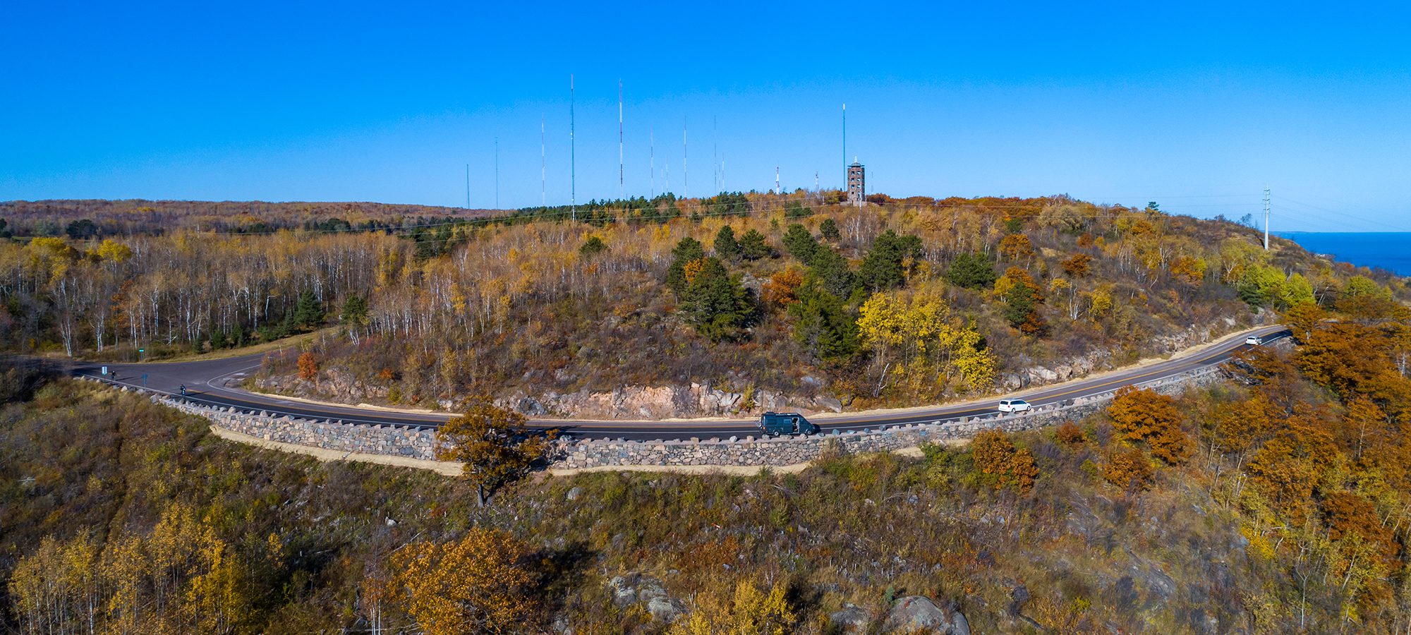 Road with retaining wall