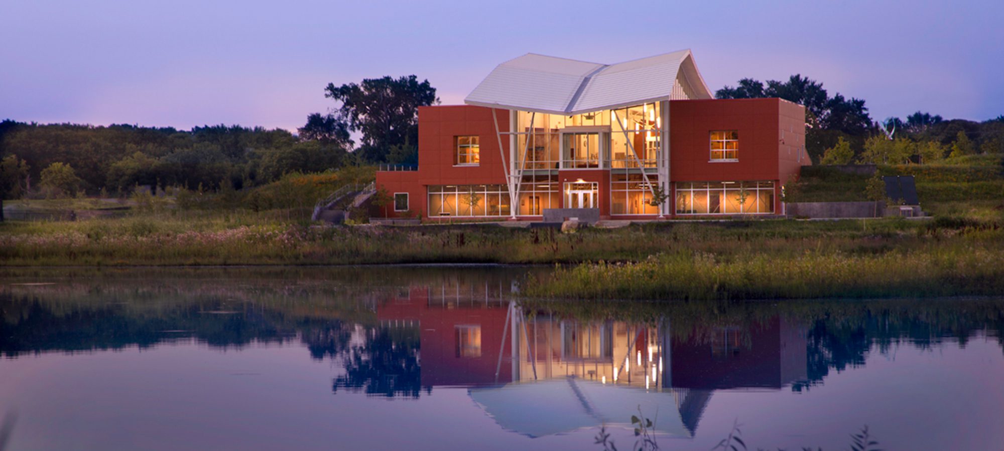 Building exterior at dusk