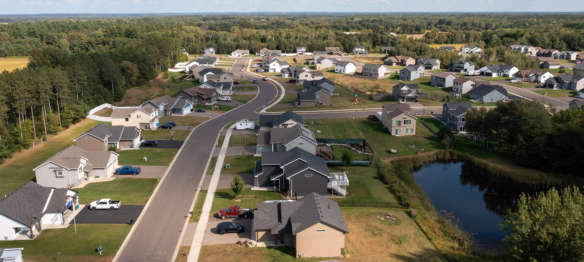 Aerial view of houses