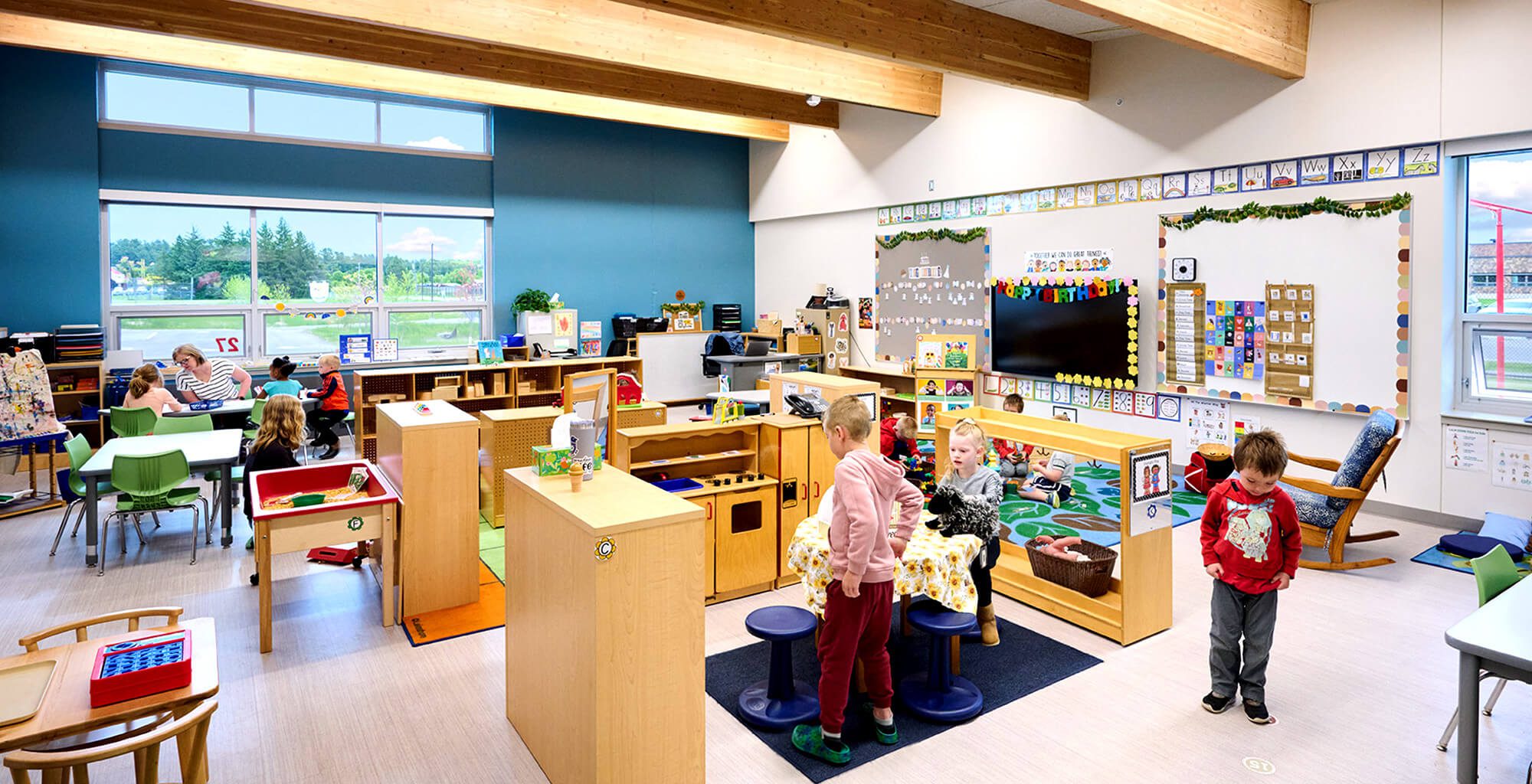 Kids playing in classroom
