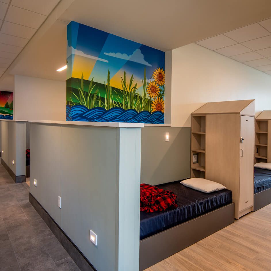 bed in a shelter
